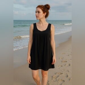 Love Fire Sz XS Cute, Flowy Black Chiffon Lined Dress With Lace Accents